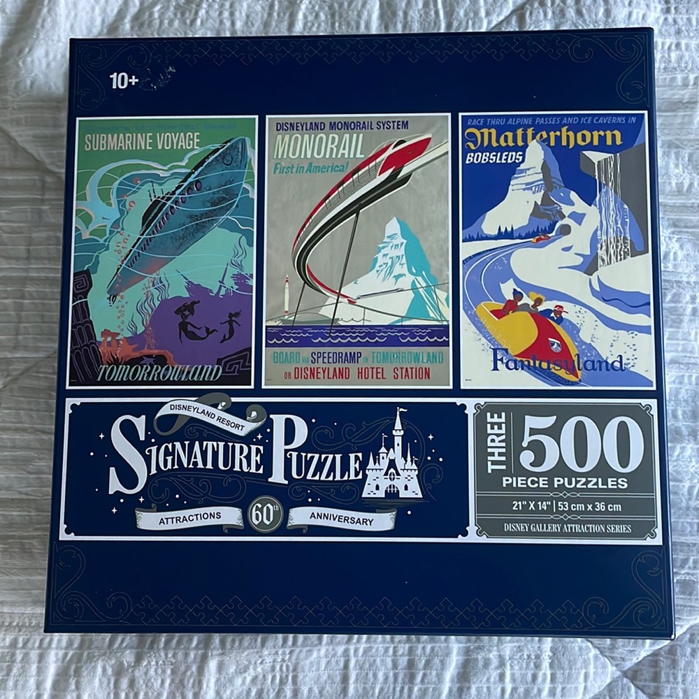 Disney Parks Signature Puzzle 3 Attraction Posters Disneyland 60th Anniversary